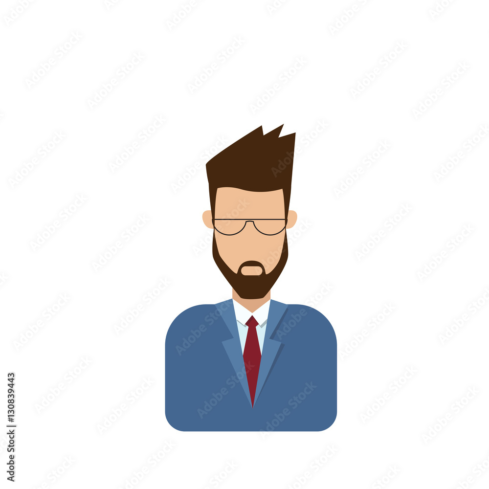 Profile Icon Male Avatar Man, Hipster Cartoon Guy Beard Portrait, Casual Person Silhouette Face Flat Vector Illustration