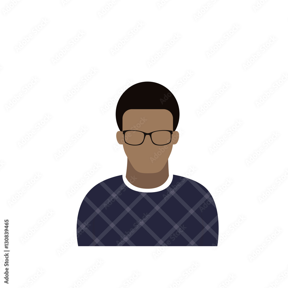 Profile Icon Male Avatar Man, African American Cartoon Guy Portrait, Casual Person Silhouette Face Flat Vector Illustration