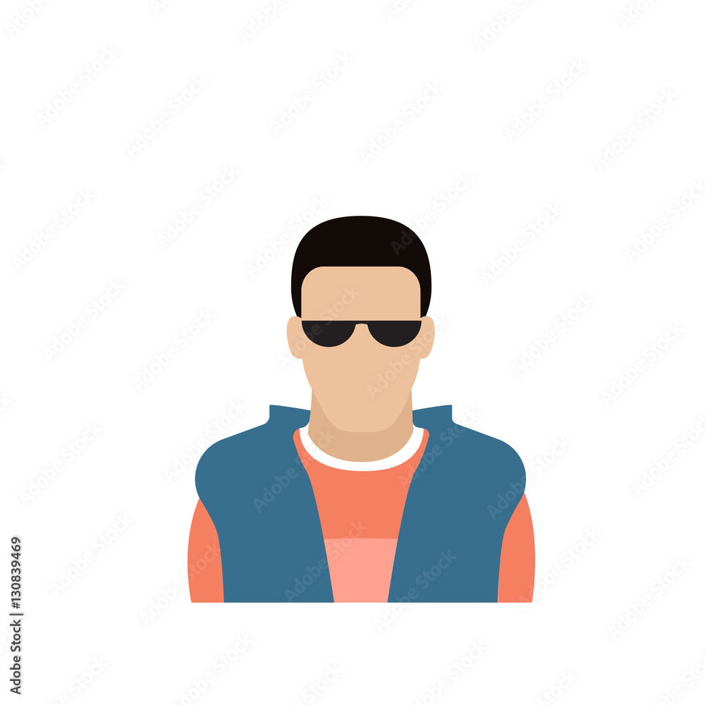 Profile Icon Male Avatar Man, Hipster Cartoon Guy Portrait, Casual Person Silhouette Face Flat Vector Illustration