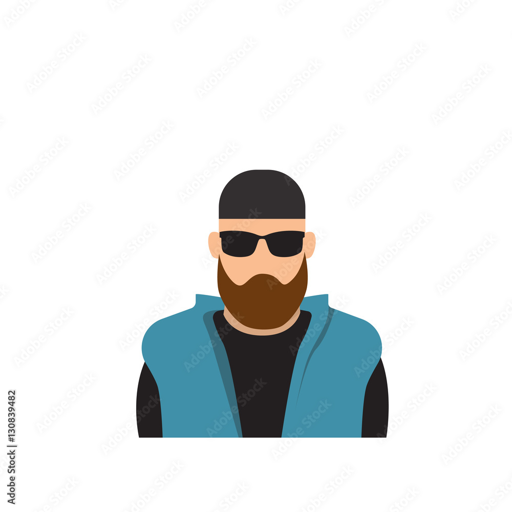Profile Icon Male Avatar Man, Hipster Cartoon Guy Beard Portrait, Casual Person Silhouette Face Flat Vector Illustration