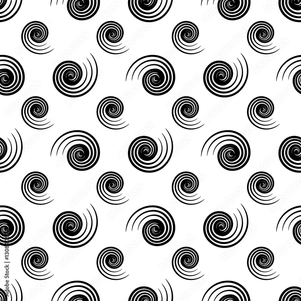 Fototapeta premium Grey spirals on white background geometric seamless pattern . Fashion modern design. Stylish abstract graphic. Template for prints, textile, wrapping and decoration, wallpaper