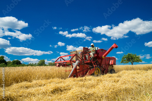 Red combine-harvester