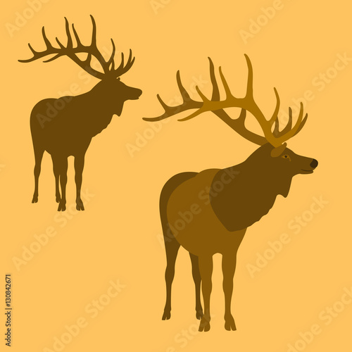 Fototapeta Naklejka Na Ścianę i Meble -  male deer vector illustration style Flat set
