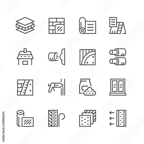 Set line icons of insulation