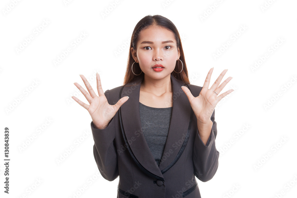 Shocked young Asian business woman. Shocked young Asian business woman.