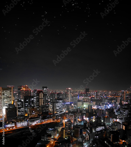 Wallpaper Mural Osaka night skyline with stars Torontodigital.ca
