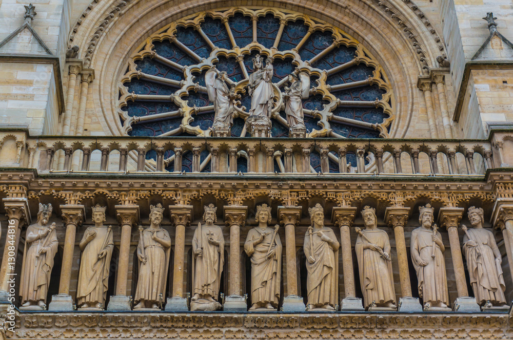 Notre Dame Wall Carvings and Window