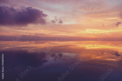 evening sky reflected in water