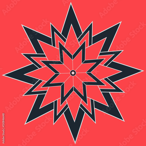 Red and black flower star symbol