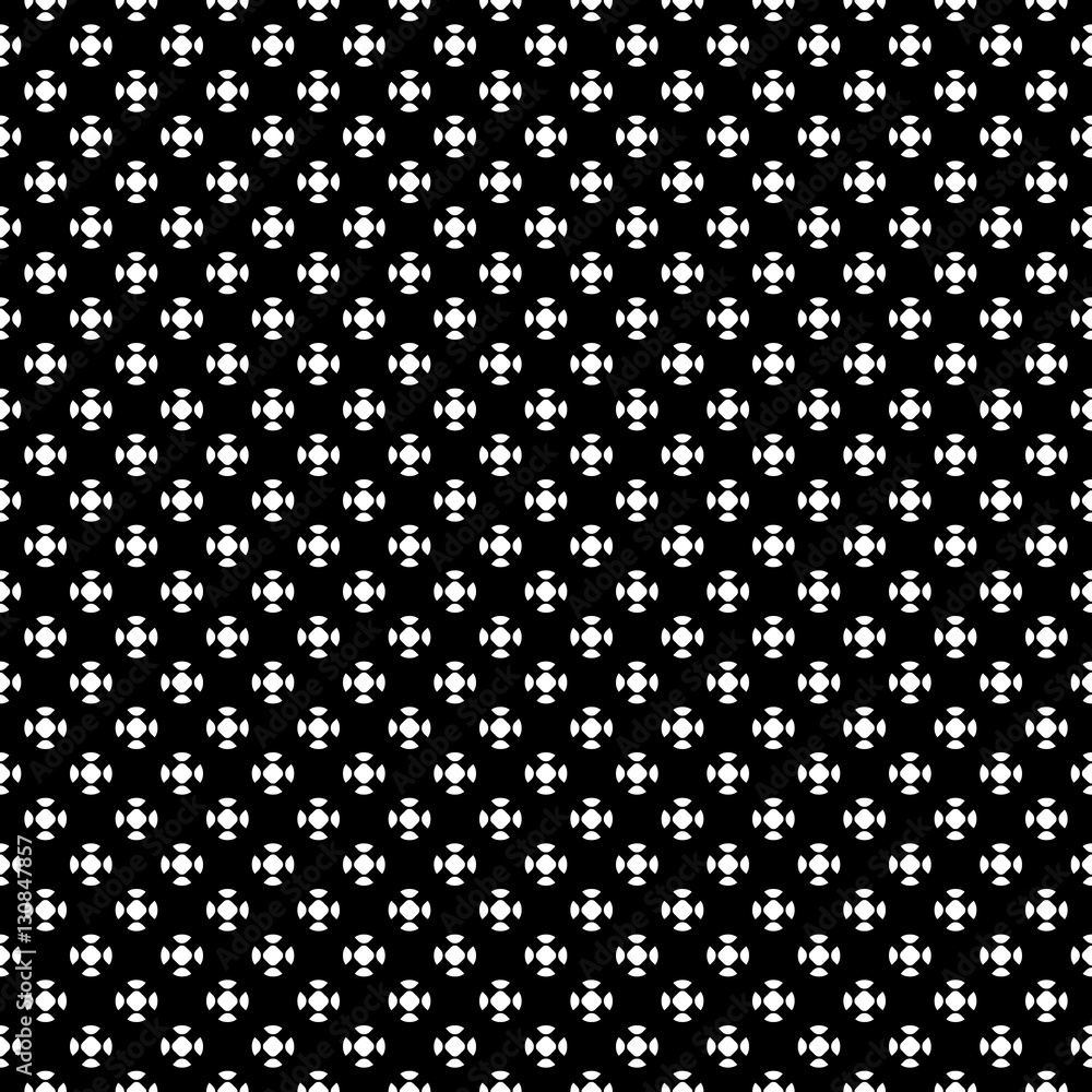 Fototapeta premium Vector seamless pattern, black & white endless minimalist texture, simple abstract monochrome background, rounded geometric figures. Design element for prints, textile, decoration, package, stationery