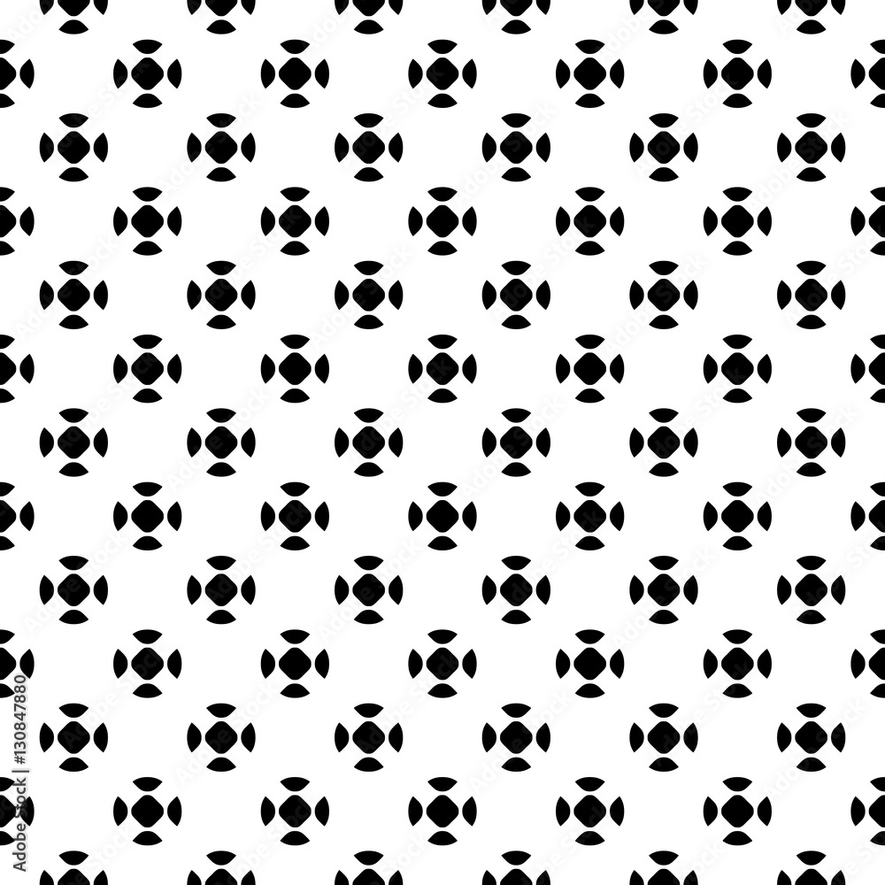 Vector seamless pattern, black & white endless minimalist texture, simple abstract monochrome background with rounded figures. Repeat geometric tiles. Design for prints, textile, decor, digital, web