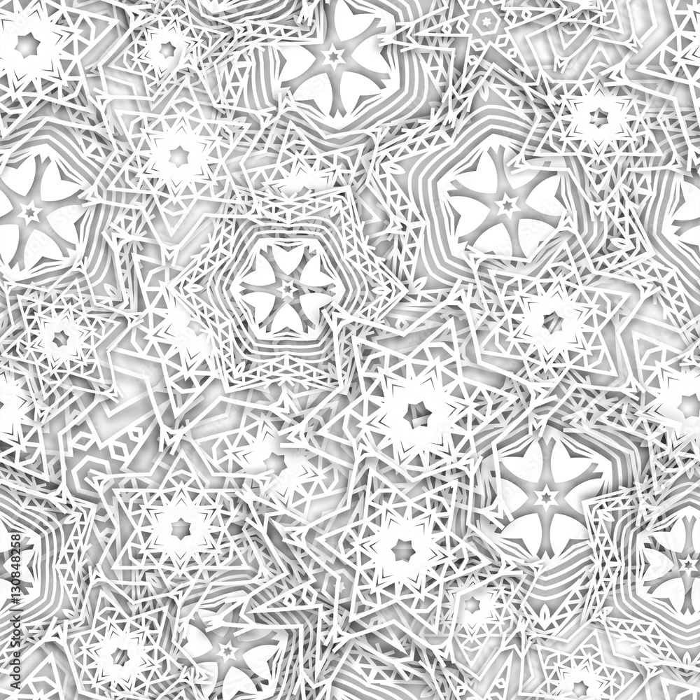 Snowflakes vector background pattern. Christmas seamless design for backdrop. Abstract snowflakes with 3D effect, winter trendy concept.