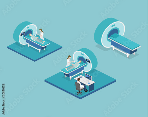 Isometric flat 3D concept vector hospital medical mri web illustration.