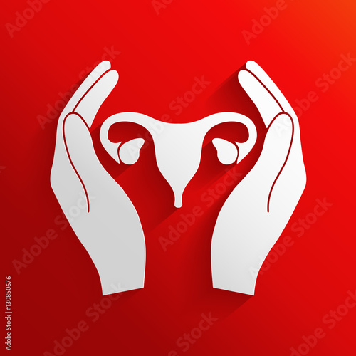 Hands holding Female uterus - protection icon [преобразованный]