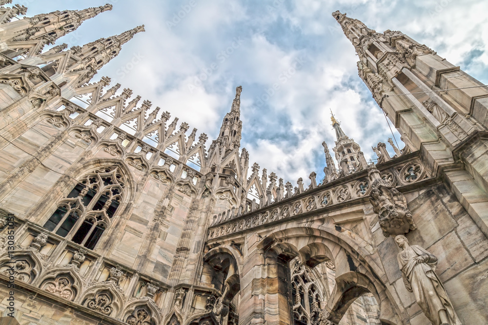 Architectonic details from the Milan Cathedral, Italy