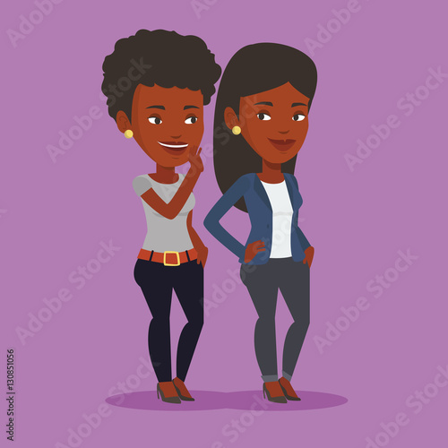 One woman whispering to another gossip.