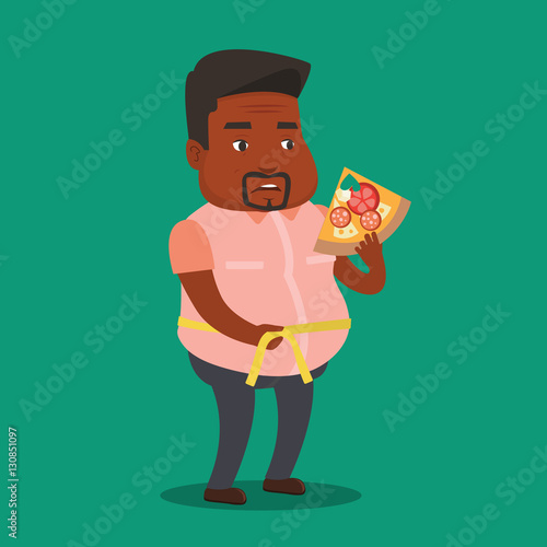 Man measuring waist vector illustration.