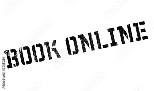 Book online stamp. Grunge design with dust scratches. Effects can be easily removed for a clean, crisp look. Color is easily changed.
