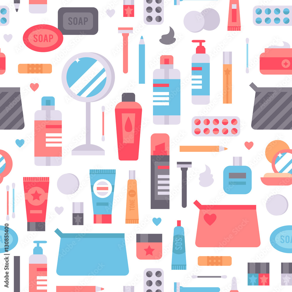 Cosmetic seamless pattern cosmetology art. Cosmetic seamless pattern cosmetology art.