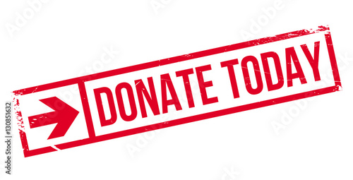 Donate today stamp. Grunge design with dust scratches. Effects can be easily removed for a clean, crisp look. Color is easily changed.