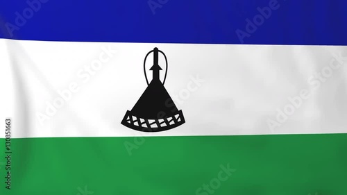 Flag of Lesotho. Rendered using official design and colors. Seamless loop. photo