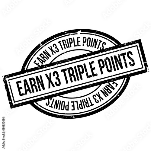 Earn X3 Triple Points rubber stamp. Grunge design with dust scratches. Effects can be easily removed for a clean, crisp look. Color is easily changed.