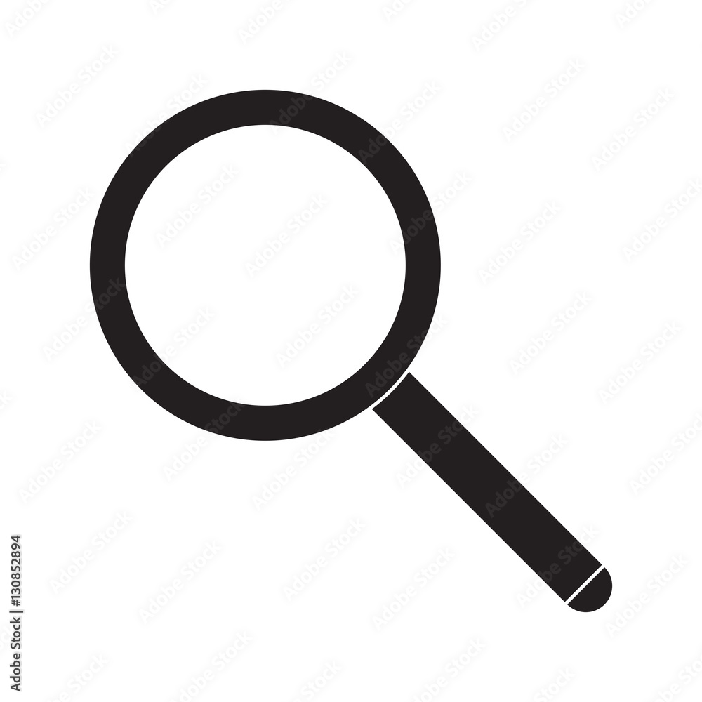 Simple flat magnifier icon, grayscale on white background Simple flat magnifier icon, grayscale on white background