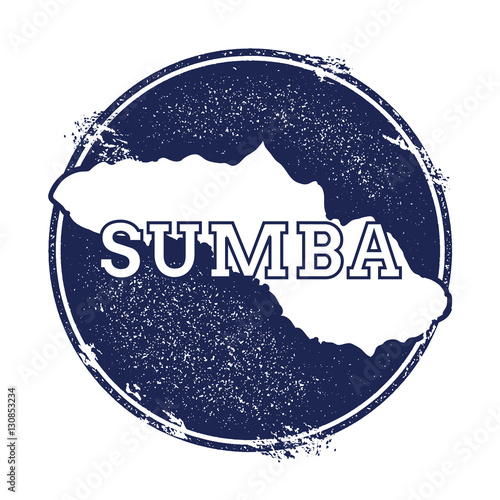 Sumba vector map. Grunge rubber stamp with the name and map of island, vector illustration. Can be used as insignia, logotype, label, sticker or badge.