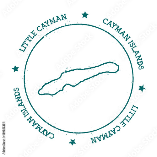 Little Cayman vector map. Distressed travel stamp with text wrapped around a circle and stars. Island sticker vector illustration.