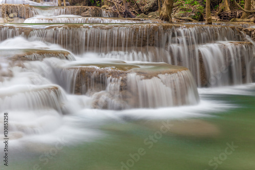 Natural flowing texture of waterfall cascades in Thailand, Erawa