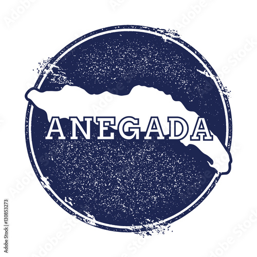 Anegada vector map. Grunge rubber stamp with the name and map of island, vector illustration. Can be used as insignia, logotype, label, sticker or badge.