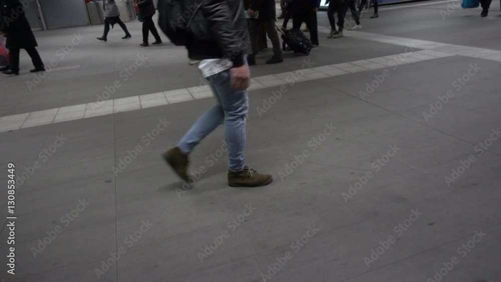 People in the underground in slow motion