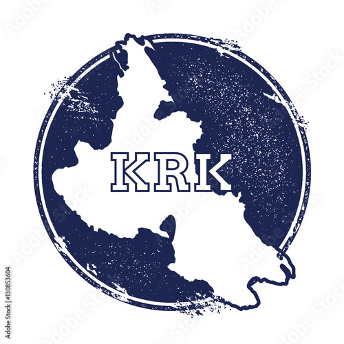 Krk vector map. Grunge rubber stamp with the name and map of island, vector illustration. Can be used as insignia, logotype, label, sticker or badge.