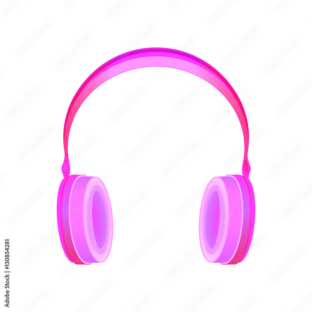 Pink hipster style realistic headphones vector isolated object. Pink hipster style realistic headphones vector isolated object.