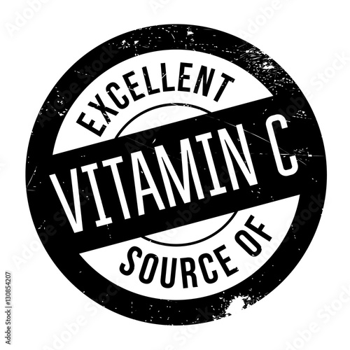 Excellent source of vitamin C stamp. Grunge design with dust scratches. Effects can be easily removed for a clean, crisp look. Color is easily changed.