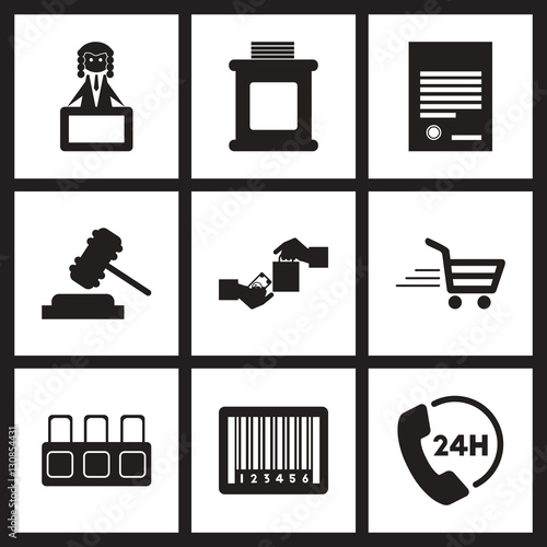 Concept flat icons in black and white judging 