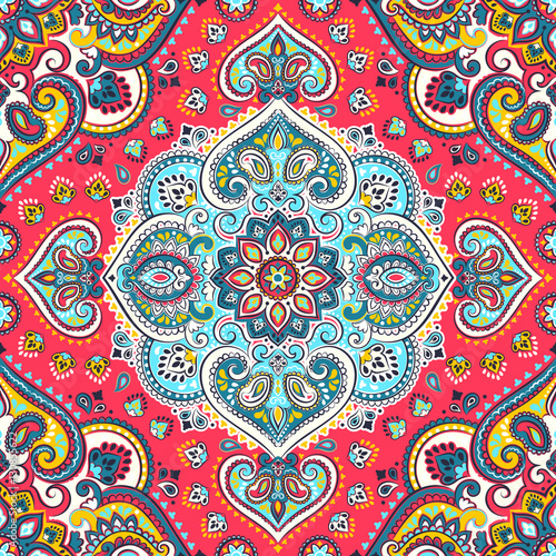 Beautiful Indian floral paisley seamless ornament print. Ethnic