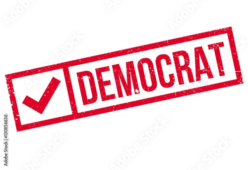 Democrat stamp. Grunge design with dust scratches. Effects can be easily removed for a clean, crisp look. Color is easily changed.