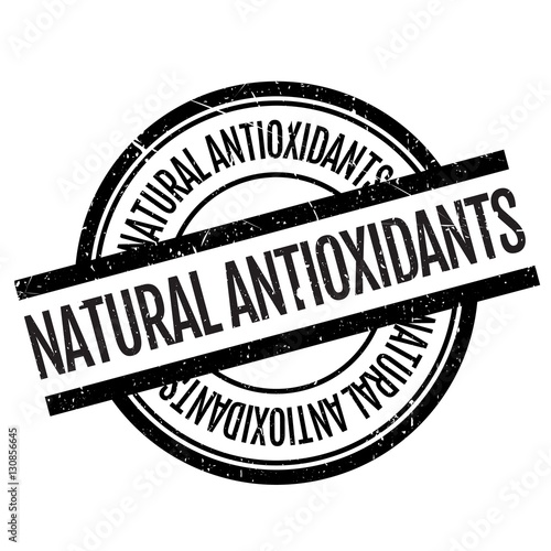Natural antioxidants stamp. Grunge design with dust scratches. Effects can be easily removed for a clean, crisp look. Color is easily changed.