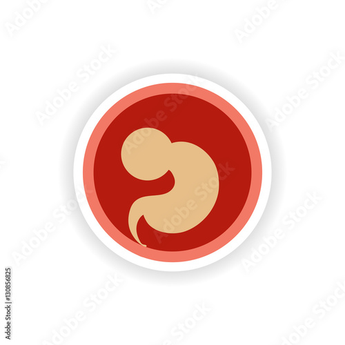 paper sticker on white background embryo in the womb