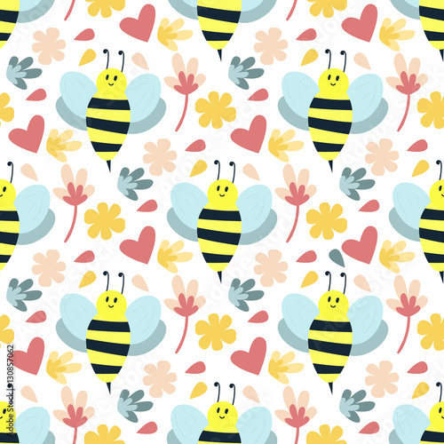 Bee seamless pattern vector.