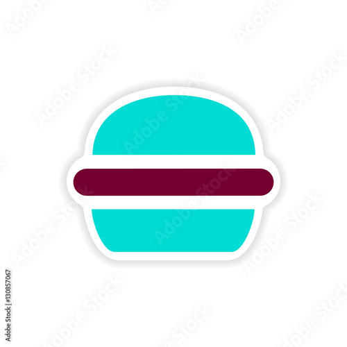 paper sticker American burger on white background