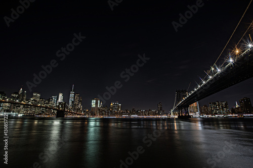 view of New York City, Manhattan Bridge, Brooklyn Bridge and Eas