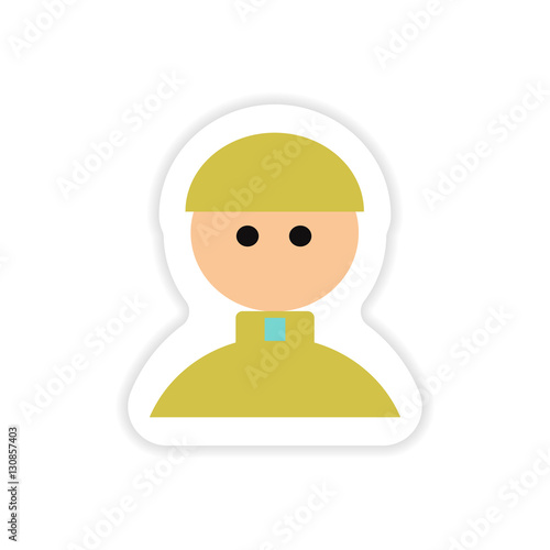 paper sticker on white background Catholic priest man