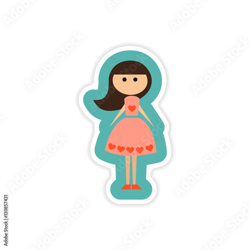 paper sticker on white background friend bride