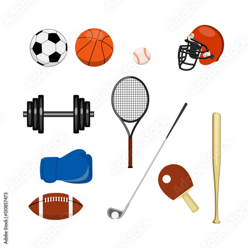 Sports equipment for different types of sport a set of an icon.