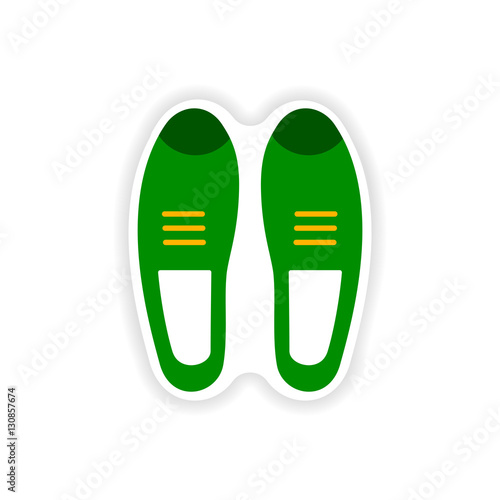 stylish paper sticker on white background male shoes