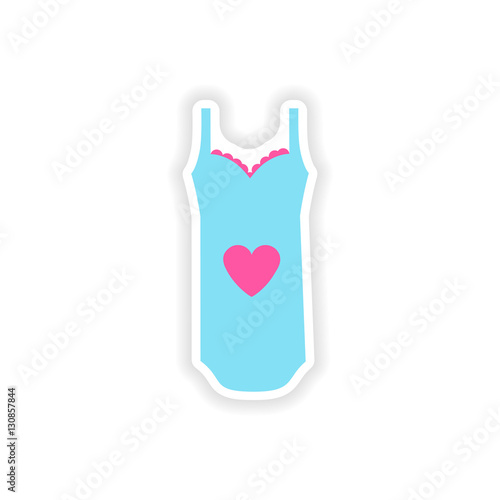 stylish paper sticker on white background nightdress