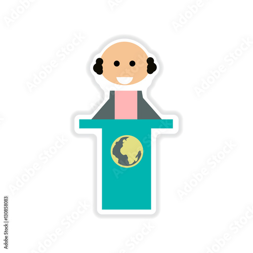 paper sticker on white background businessman tribune