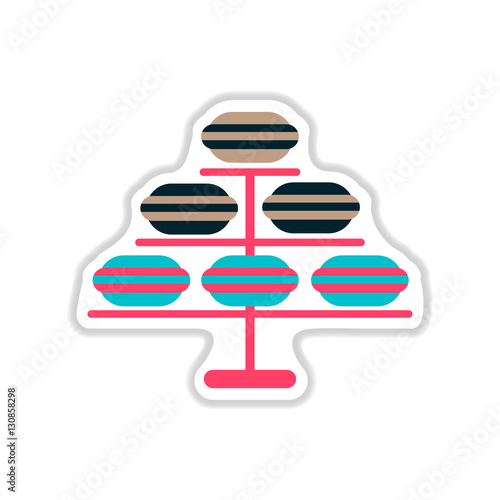 paper sticker on white background macaroon